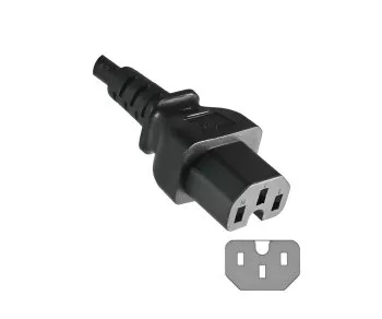 Omrežni kabel CEE 7/7 90° z vtičem za vroče naprave C15, 1mm², VDE, črn, dolžina 5,00 m